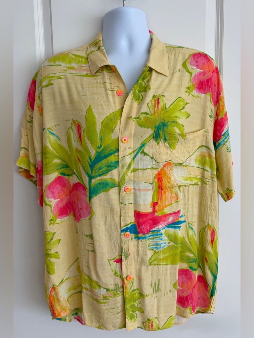 Jams World Men’s Hawaiian Aloha Short Sleeve Shirt, L, “Lagoon”, Excellent Cond.